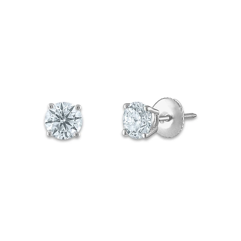 Signature Certificate EcoLove 1 CTW Round Lab Grown Diamond Solitaire Stud Earrings in 14KT White Gold