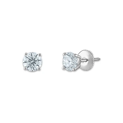 Signature Certificate EcoLove 1 CTW Round Lab Grown Diamond Solitaire Stud Earrings in 14KT White Gold