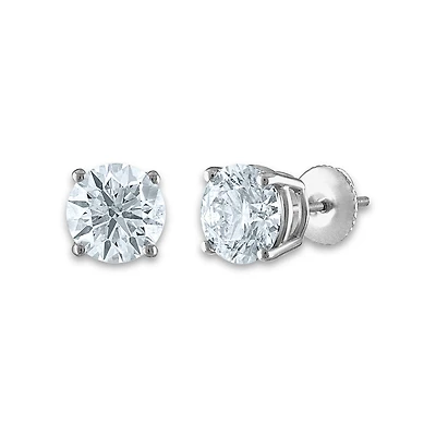 Signature Certificate EcoLove 2-1/2 CTW Round Lab Grown Diamond Solitaire Stud Earrings in 14KT White Gold