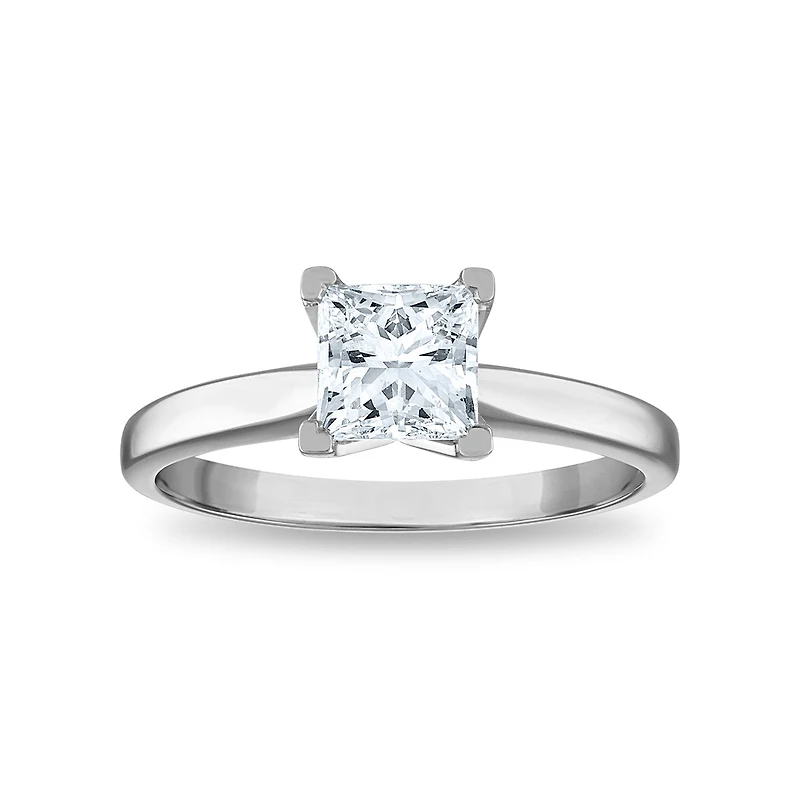 Signature Certificate EcoLove 1 CTW Princess Cut Lab Grown Diamond Solitaire Engagement Ring in 14KT White Gold