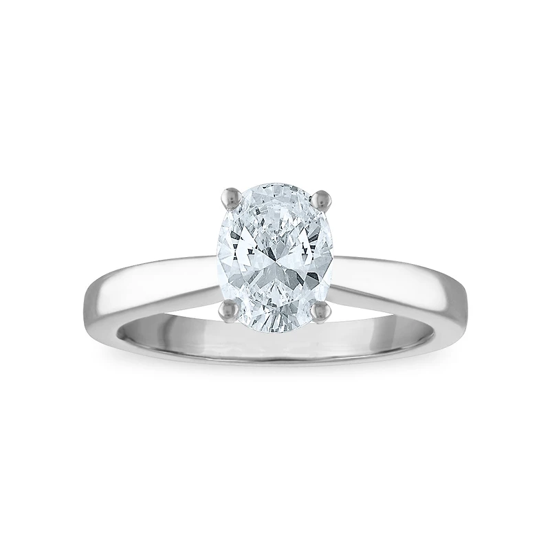Signature Certificate EcoLove 1 CTW Oval Lab Grown Diamond Solitaire Engagement Ring in 14KT White Gold