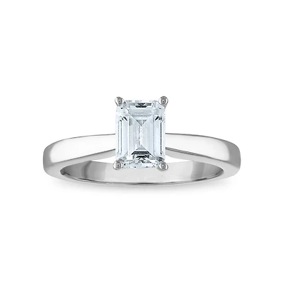 Signature Certificate EcoLove 1 CTW Emerald Shape Lab Grown Diamond Solitaire Engagement Ring in 14KT White Gold