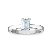 Signature Certificate EcoLove 1 CTW Emerald Shape Lab Grown Diamond Solitaire Engagement Ring in 14KT White Gold