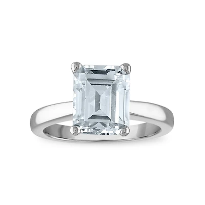 Signature Certificate EcoLove 2 CTW Emerald Shape Lab Grown Diamond Solitaire Engagement Ring in 14KT White Gold