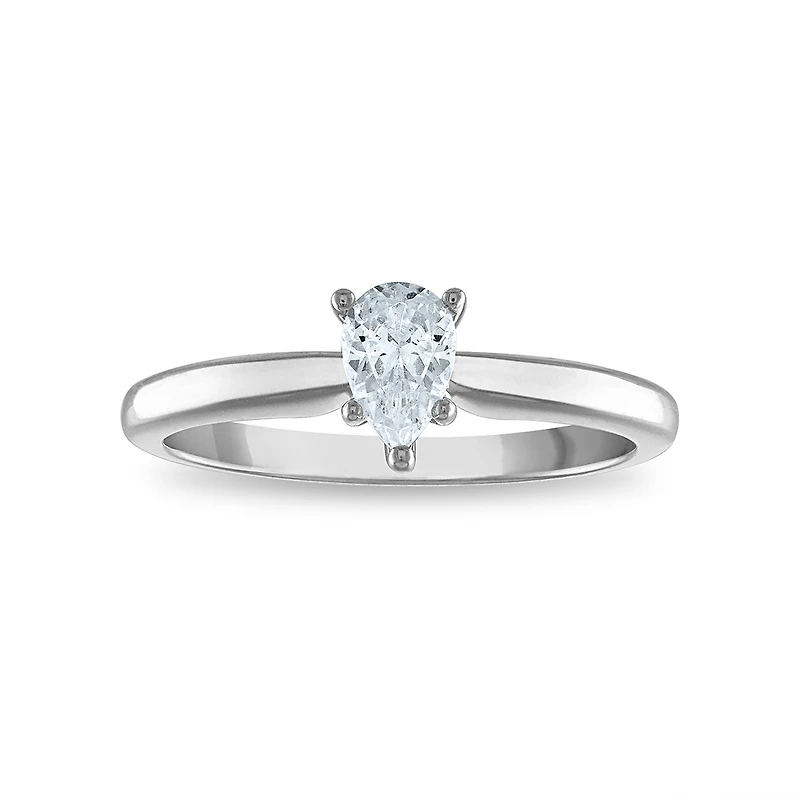 Signature Certificate EcoLove 1/2 CTW Pear Lab Grown Diamond Solitaire Engagement Ring in 14KT White Gold