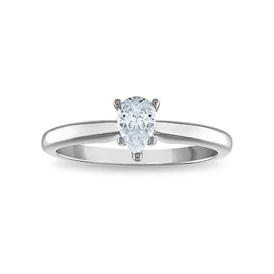 Signature Certificate EcoLove 1/2 CTW Pear Lab Grown Diamond Solitaire Engagement Ring in 14KT White Gold