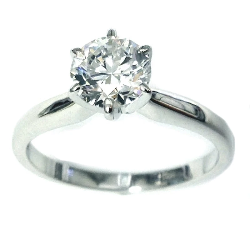 Signature Certificate 1 CTW Round Natural Diamond Solitaire Engagement Ring in 14KT White Gold