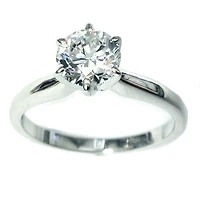 Signature Certificate 1 CTW Round Natural Diamond Solitaire Engagement Ring in 14KT White Gold