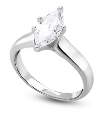 Signature Certificate 1 CTW Marquise Natural Diamond Solitaire Engagement Ring in 14KT White Gold