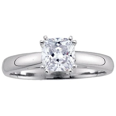 Signature Certificate 1/2 CTW Cushion Natural Diamond Solitaire Ring in 14KT White Gold