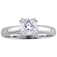 Signature Certificate 1 CTW Cushion Natural Diamond Solitaire Engagement Ring in 14KT White Gold