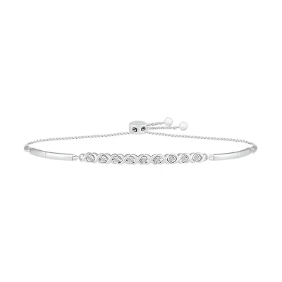 1/10 CTW Diamond Bolo Bracelet in Sterling Silver