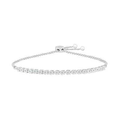 1/10 CTW Diamond Bolo Bracelet in Sterling Silver
