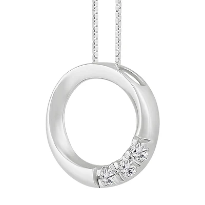 1/10 CTW Diamond Circle 18-inch Pendant in Sterling Silver