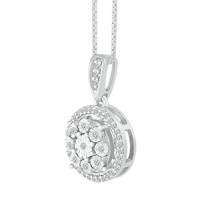1/10 CTW Diamond Circle Fashion 18-inch Pendant in Sterling Silver