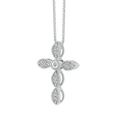 1/10 CTW Diamond Cross 18-inch Pendant in Sterling Silver