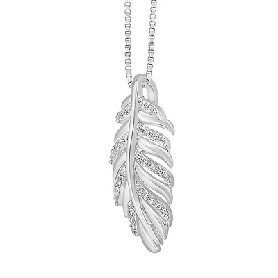 1/10 CTW Diamond Feather 18-inch Pendant in Sterling Silver