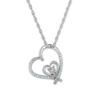 1/10 CTW Natural Diamond Heart 18-inch Pendant in 10KT White Gold