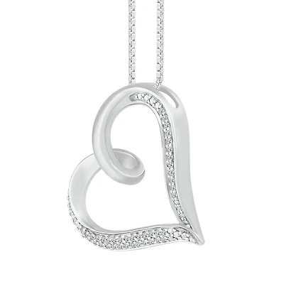 1/10 CTW Diamond Heart 18-inch Pendant in Sterling Silver