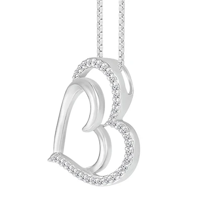 1/10 CTW Diamond Heart 18-inch Pendant in Sterling Silver
