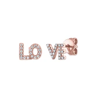 1/10 CTW Natural Diamond LOVE Earrings in 10KT Rose Gold