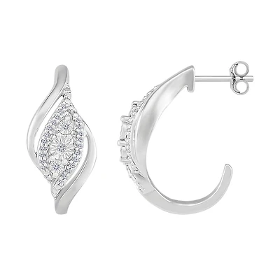 1/10 CTW Diamond Three Stone Earrings in Sterling Silver