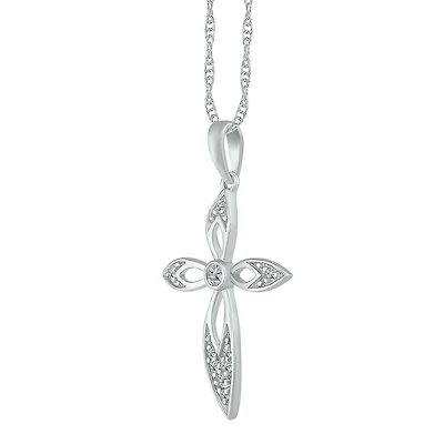 1/15 CTW Diamond Cross 18-inch Pendant in 10KT White Gold