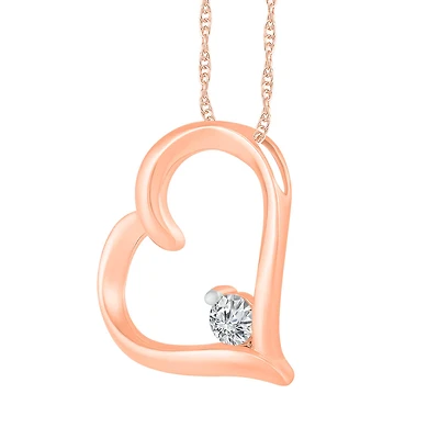 1/15 CTW Diamond Heart 18-inch Pendant in 10KT Rose Gold