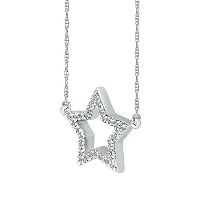 Diamond Accent 18-inch Star Necklace in Sterling Silver