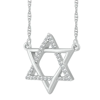 1/15 CTW Diamond Star Of David 18-inch Pendant in Sterling Silver