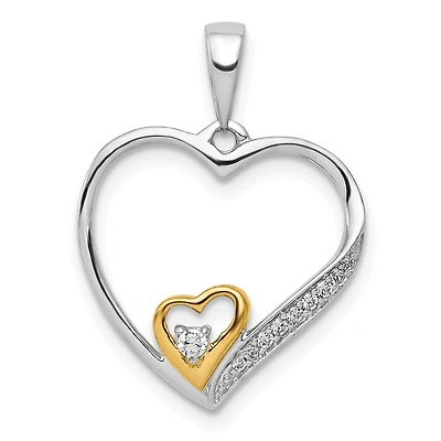 1/20 CTW Natural Diamond Heart Pendant in 14KT White and Yellow Gold. Chain not Included