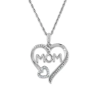 1/20 CTW Natural Diamond Mom Heart 18-inch Pendant in 10KT White Gold