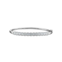1/2 CTW Natural Diamond Bangle Round & Baguette Bracelet in Sterling Silver