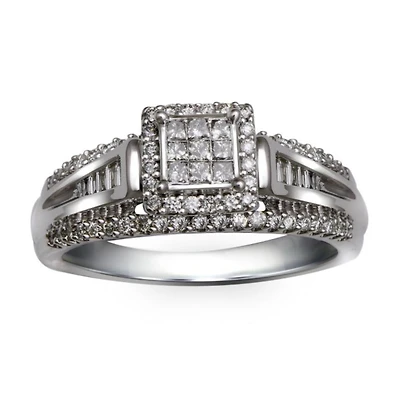 1/2 CTW Natural Diamond Engagement Ring in 10KT White Gold