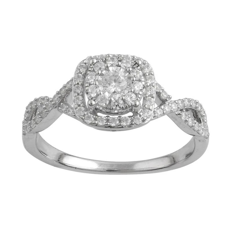1/2 CTW Natural Diamond Engagement Ring in 10KT White Gold