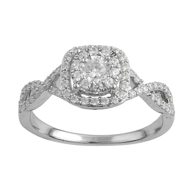 1/2 CTW Natural Diamond Engagement Ring in 10KT White Gold