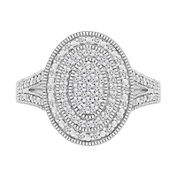 1/3 CTW Diamond Cluster Oval Shaped Ring in Sterling Silver