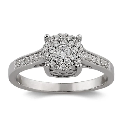 1/3 CTW Natural Diamond Engagement Ring in 10KT White Gold