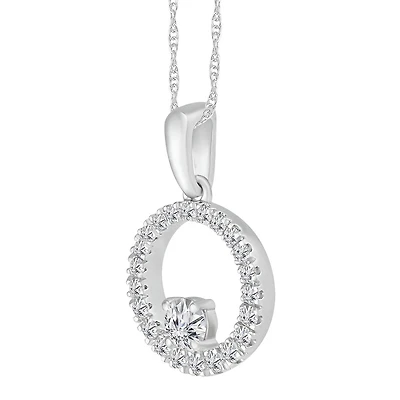 1/4 CTW Diamond Circle 18-inch Pendant in 10KT White Gold