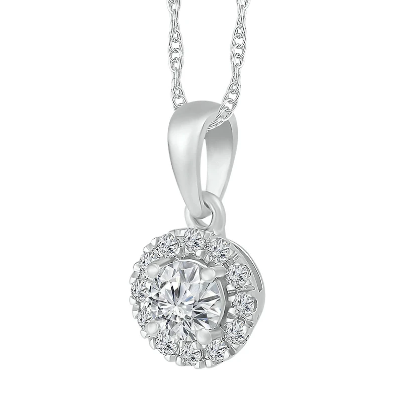 1/4 CTW Diamond Halo 18-inch Pendant in 10KT White Gold