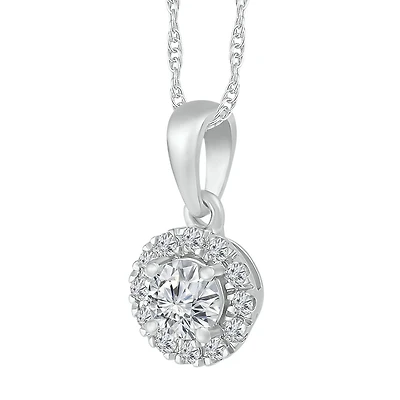 1/4 CTW Diamond Halo 18-inch Pendant in 10KT White Gold