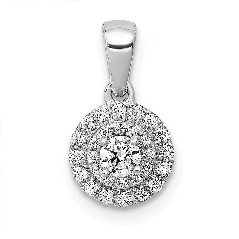 1/4 CTW Natural Diamond Halo Cluster Pendant in 14KT White Gold. Chain not Included