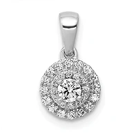 1/4 CTW Natural Diamond Halo Cluster Pendant in 14KT White Gold. Chain not Included