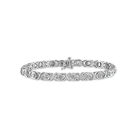 1/4 CTW Natural Diamond Tennis XOXO 7-inch Bracelet in Sterling Silver