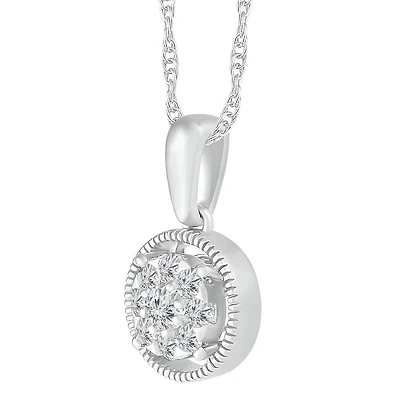 1/5 CTW Diamond Cluster Fashion 18-inch Pendant in 10KT White Gold