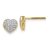 1/5 CTW Natural Diamond Heart Stud Earrings in 14KT Yellow Gold