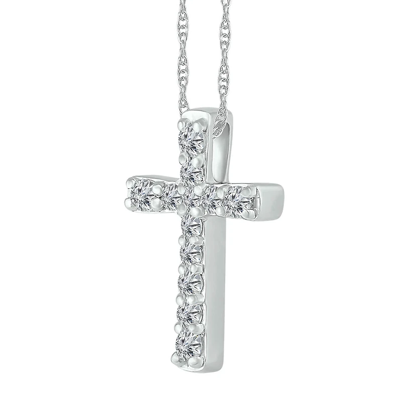 1/6 CTW Diamond Cross 18-inch Pendant in 10KT White Gold