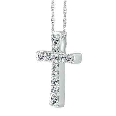 1/6 CTW Diamond Cross 18-inch Pendant in 10KT White Gold