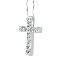 1/6 CTW Diamond Cross 18-inch Pendant in 10KT White Gold