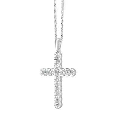 1/8 CTW Diamond Cross 18-inch Pendant in Sterling Silver